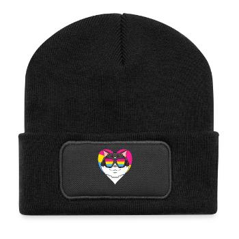 Pansexual Cat Ragdoll Heart Gift - Recycled Patch Beanie - black - Front