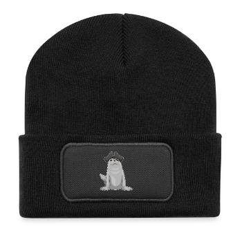 Patch œil de pirate de phoque - Beanie recyclé à patch - noir - Devant