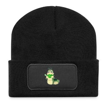 Feuille de nourriture de chenille - Beanie recyclé à patch - noir - Devant