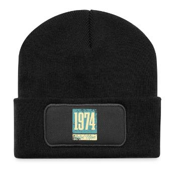 1974 Born Birthday Year of birth - Recycled Patch Beanie - black - Front