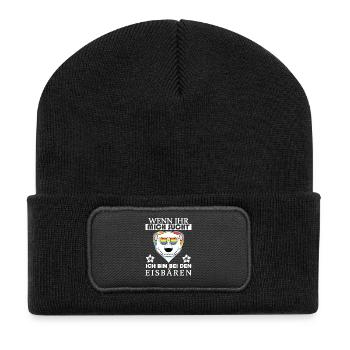 Eisbär Polarbär Bär - Recycelte Patch Beanie - Schwarz - Vorne