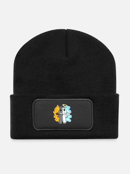 Hippo - Angel and Devil - Recycled Patch Beanie - black