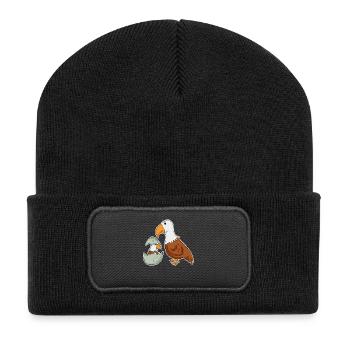 Famille Eagle - Aigle avec bébé - Eagle Motif - Beanie recyclé à patch - noir - Devant
