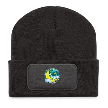 Astronaut Motif Space Moon Crescent - Recycled Patch Beanie - dark grey - Front