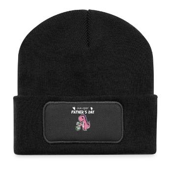 Cadeau de fête des pères - Père Fille - Beanie recyclé à patch - noir - Devant