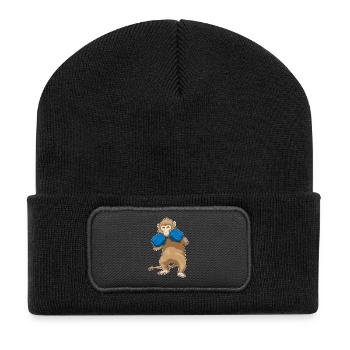 Monkey Boxer Gants de boxe Boxe Boxe - Beanie recyclé à patch - noir - Devant