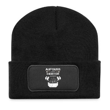 der Aufguss Meister kommt! - Recycelte Patch Beanie - Schwarz - Vorne