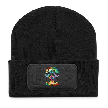 Hippie Costume Peace Love Tie Dye - Recycled Patch Beanie - black - Front
