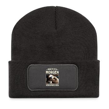 Mach Ich Morgen Versprochen Egal Faul Faultier - Recycelte Patch Beanie - Dunkelgrau - Vorne