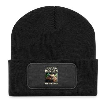 Mach Ich Morgen Versprochen Egal Faul Faultier - Recycelte Patch Beanie - Schwarz - Vorne