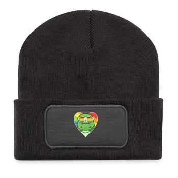 Arc-en-ciel - Crocodile avec lunettes - Beanie recyclé à patch - charbon - Devant