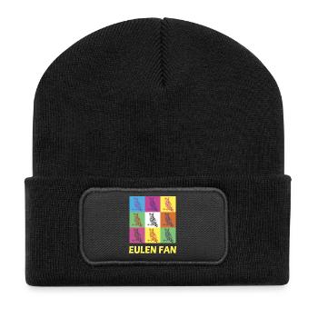 Eulen Fan Design - Recycelte Patch Beanie - Schwarz - Vorne
