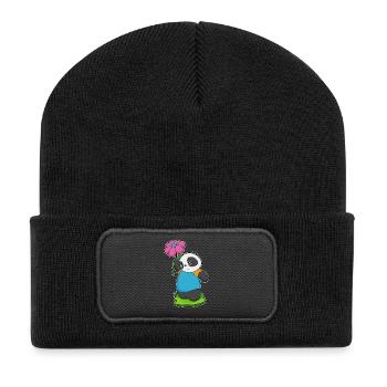 Fleur de panda - Beanie recyclé à patch - noir - Devant