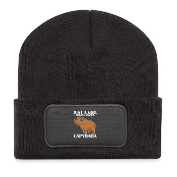 Capybara Girl Saying - Recycled Patch Beanie - dark grey - Front