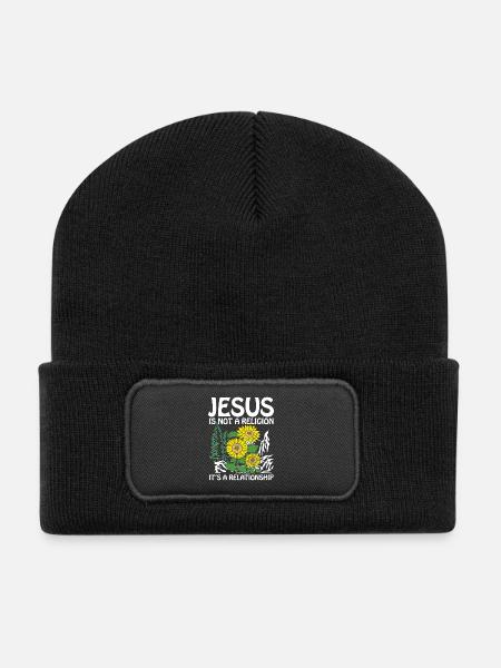 Jesus is not a religion it s a relationship - Recycelte Patch Beanie - Schwarz