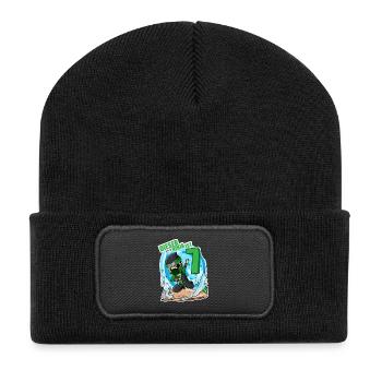 7. Geburtstag Junge Ninja Grün - Recycelte Patch Beanie - Schwarz - Vorne