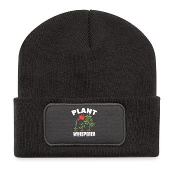 Pflanzen flüstern Garten Gartengärtner Gartenarbeit - Recycelte Patch Beanie - Dunkelgrau - Vorne