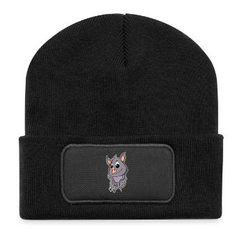 Bat Family - Bat with Baby - Recycled Patch Beanie - black - Front