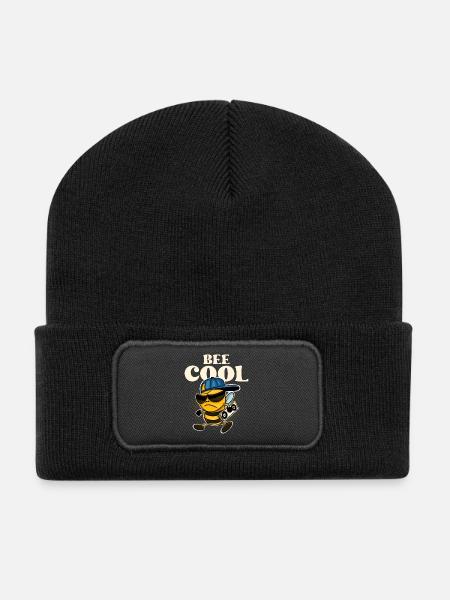 Bee Cool Biene - Recycelte Patch Beanie - Schwarz