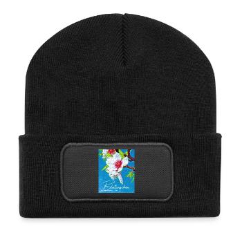 Blütenschön - Wortschätze - vergessene Wörter - Recycelte Patch Beanie - Schwarz - Vorne