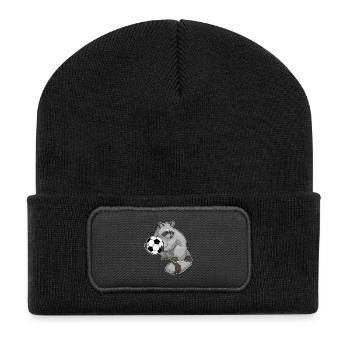 Raccoon Football Player Football - Beanie recyclé à patch - noir - Devant