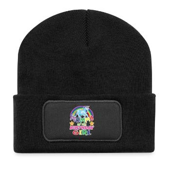 Maman de l’anniversaire Fille Licorne Anniversaire - Beanie recyclé à patch - noir - Devant