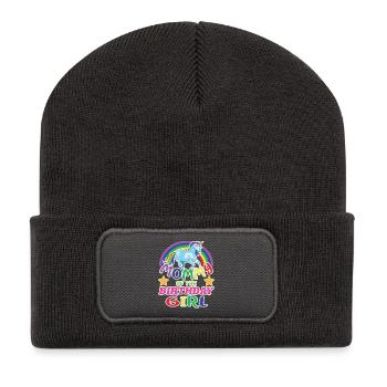 Maman de l’anniversaire Fille Licorne Anniversaire - Beanie recyclé à patch - charbon - Devant