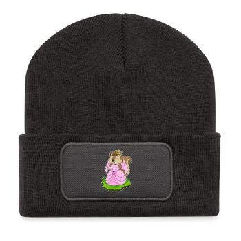 Mariage au voile de mariée Écureuil - Beanie recyclé à patch - charbon - Devant