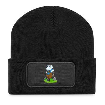 Hund Gärtner Schaufel Garten - Recycelte Patch Beanie - Schwarz - Vorne