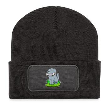 Hund Knochen - Recycelte Patch Beanie - Dunkelgrau - Vorne