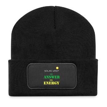 Solaire QUI ? Énergie solaire photovoltaïque renouvelable - Beanie recyclé à patch - noir - Devant