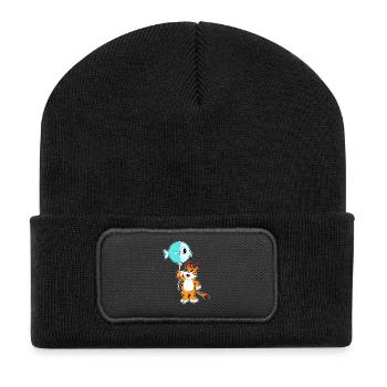 Tiger Luftballon  - Recycelte Patch Beanie - Schwarz - Vorne