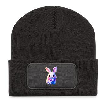 mignon lapin de Pâques - lapin mignon - Beanie recyclé à patch - charbon - Devant