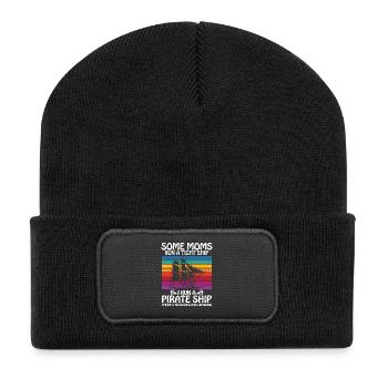 Some moms run a tight ships I run a pirate ship - Recycelte Patch Beanie - Schwarz - Vorne
