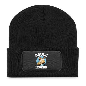 Boulespieler Boulekugel für Bouler Petanque Boule - Recycelte Patch Beanie - Schwarz - Vorne