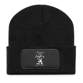 stilvoller Osterhase mit Anzug und Krawatte - Recycelte Patch Beanie - Schwarz - Vorne