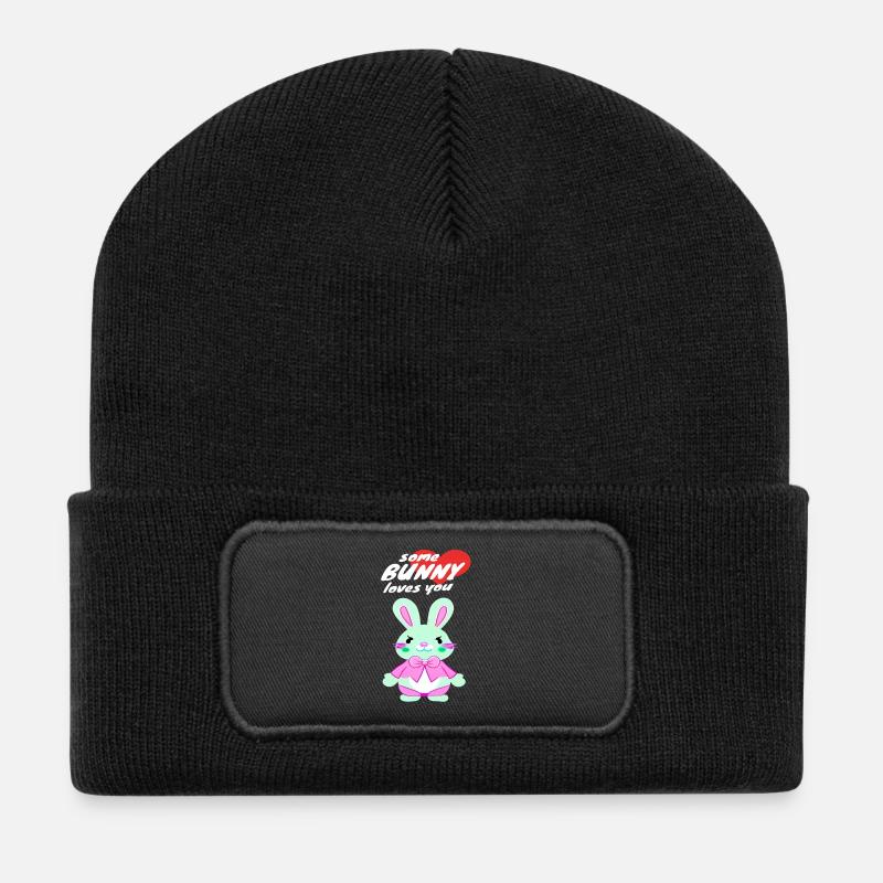 süßes Osterbunny mit Liebesbotschaft - Recycelte Patch Beanie - Schwarz