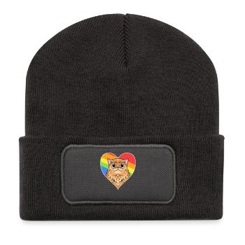 Arc-en-ciel - Chat avec cœur - Beanie recyclé à patch - charbon - Devant