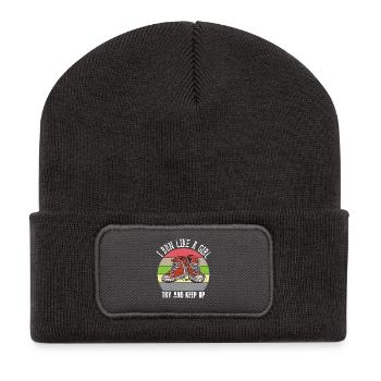 Vintage Retro Cross Country Running - Recycled Patch Beanie - dark grey - Front