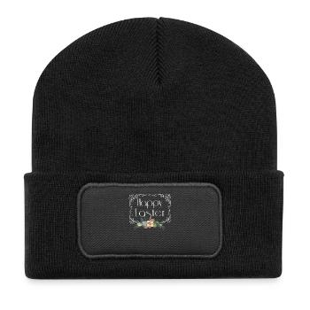 Happy Easter Floral - Recycelte Patch Beanie - Schwarz - Vorne