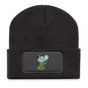 École de pointage des enseignants de souris - Beanie recyclé à patch - charbon - Devant