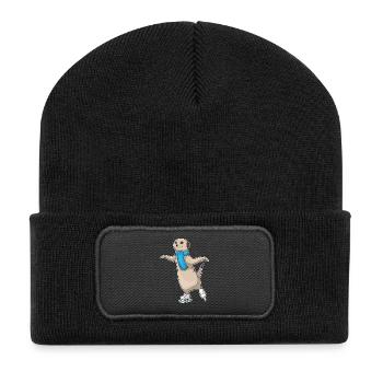 Meerkat Ice Skating Skates - Recycled Patch Beanie - black - Front