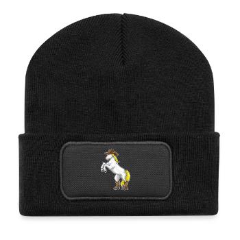 Horse Cowboy Cowboy Boots - Recycled Patch Beanie - black - Front