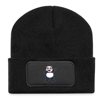 Panda Singer Chant au micro - Beanie recyclé à patch - noir - Devant
