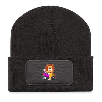 Moto Lion - Beanie recyclé à patch - charbon - Devant