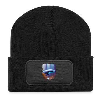 Surréalisme Art Baleine dans la forêt - Beanie recyclé à patch - noir - Devant