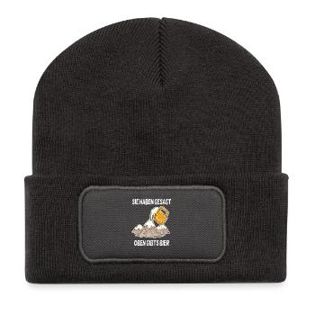 Bier Berg Berge Spruch - Recycelte Patch Beanie - Dunkelgrau - Vorne