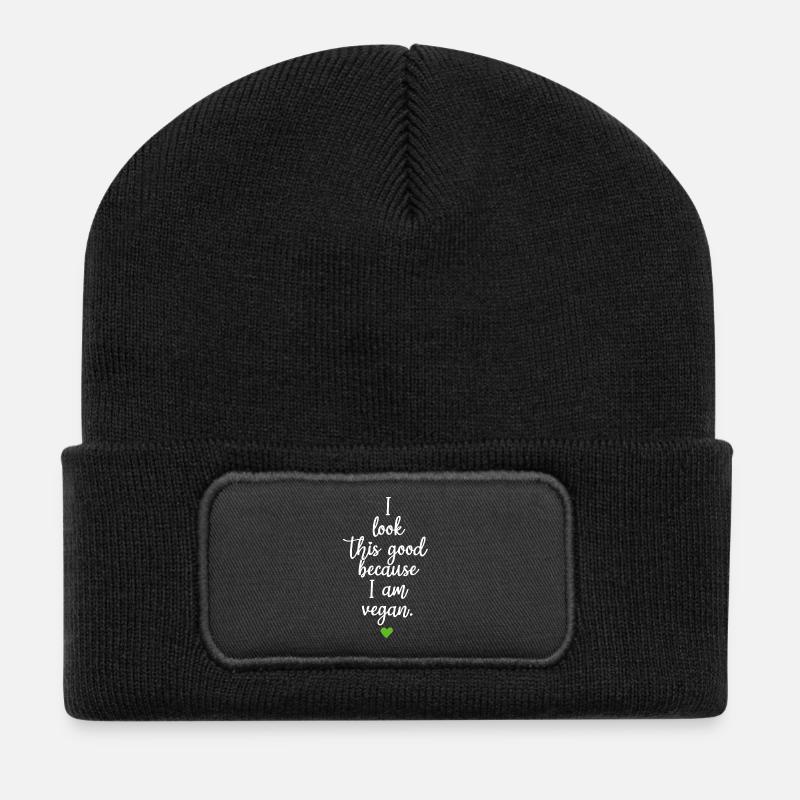Veganer I Look This Good Because I Am Vegan Veggie - Recycelte Patch Beanie - Schwarz
