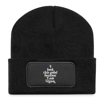 Veganer J’ai l’air aussi bien parce que je suis végétalien Veggie - Beanie recyclé à patch - noir - Devant
