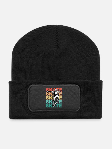 Skateboarding Cool Skater Boy Bunt - Recycelte Patch Beanie - Schwarz